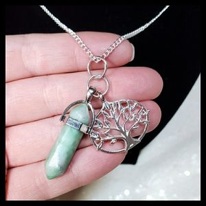 Green Quartz Chakra and Tree of Life Necklace